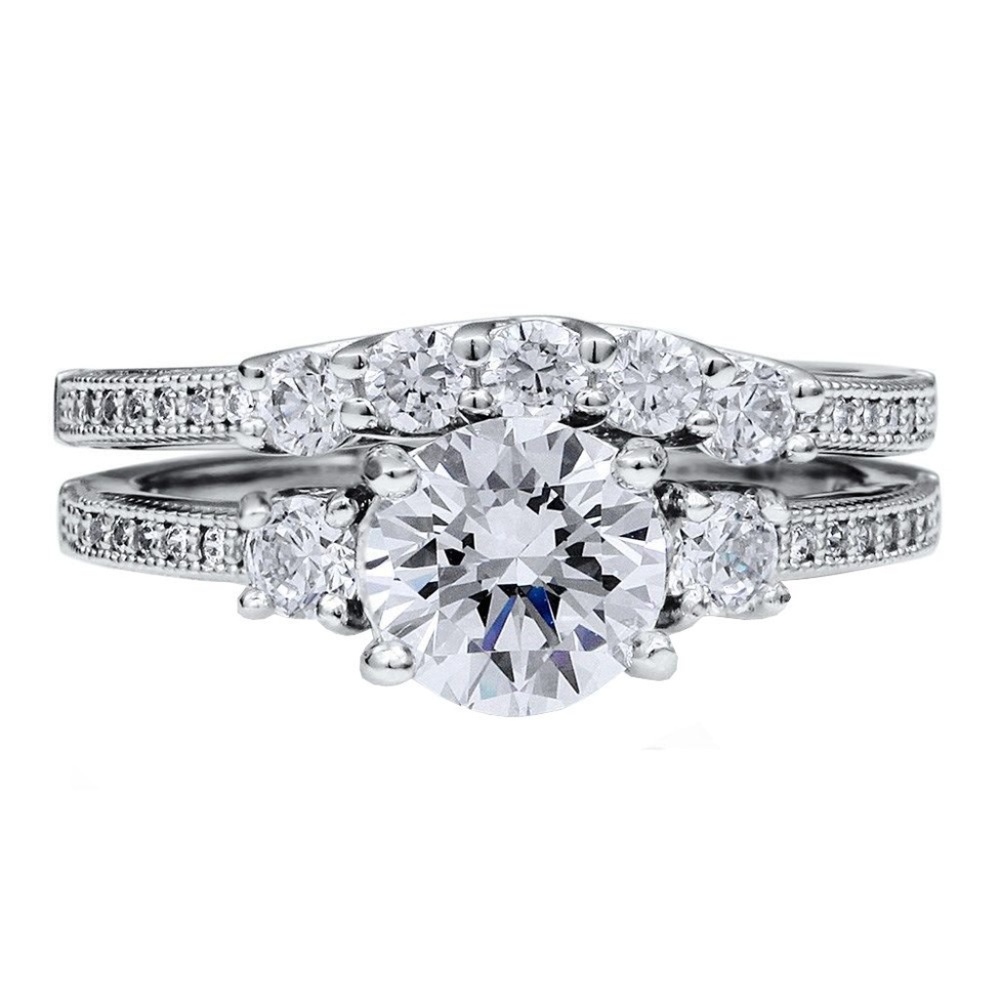 2 PC Engagement Wedding Anniversary Ring Band Set